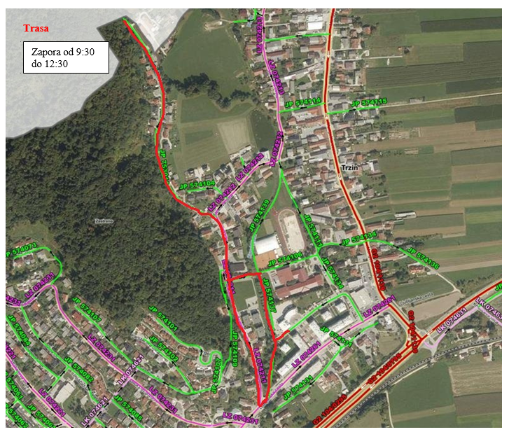 Popolna zapora dela občinskih cest zaradi izvedbe teka Petra Levca, dne 25. 4. 2026