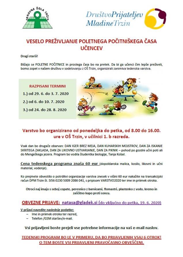 Poletno počitniško varstvo