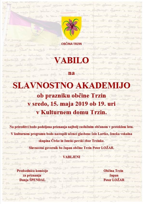 Slavnostna akademija ob prazniku Občine Trzin