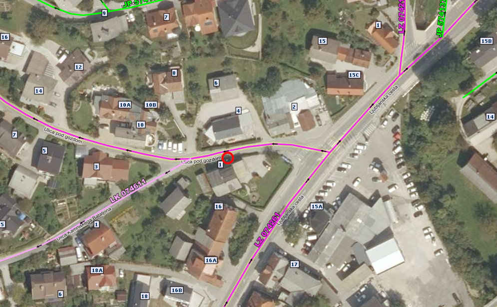Občasna polovična zapora Ulice pod gozdom med 25.1.2021 in 28.1.2021 
