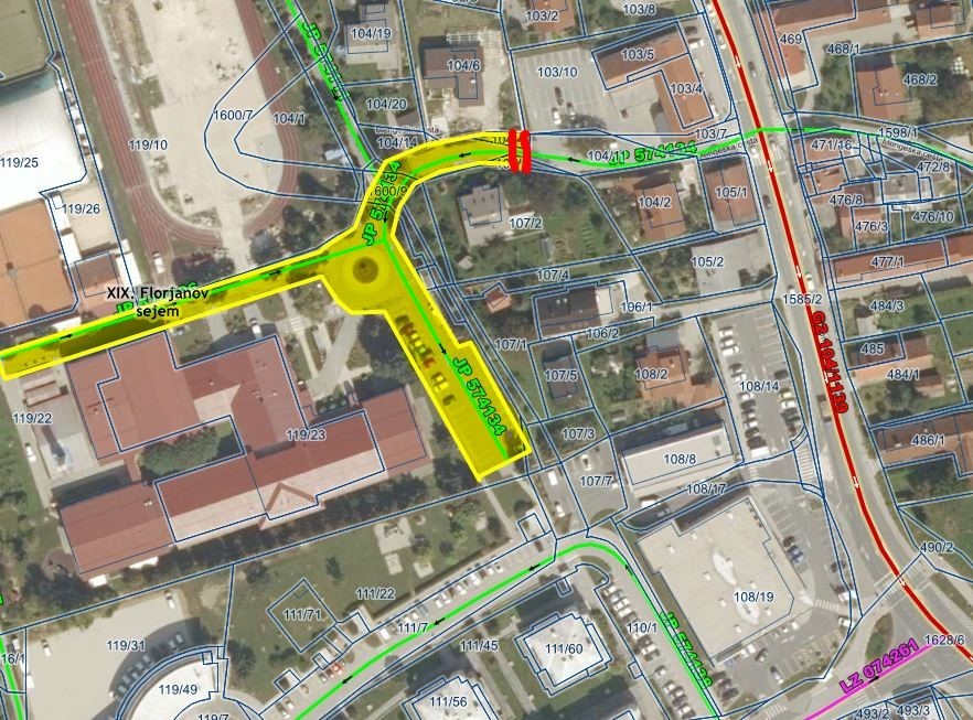 Popolna zapora dela občinske ceste - Mengeška cesta od ekološkega otoka pri lokalu Pekos pub do konca parkirišča pri OŠ Trzin in dovoza do OŠ Trzin  
