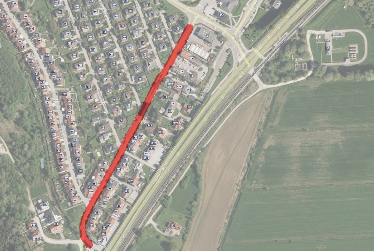 Popolna zapora Kidričeve ulice 24.9.2022 in 25.9.2022