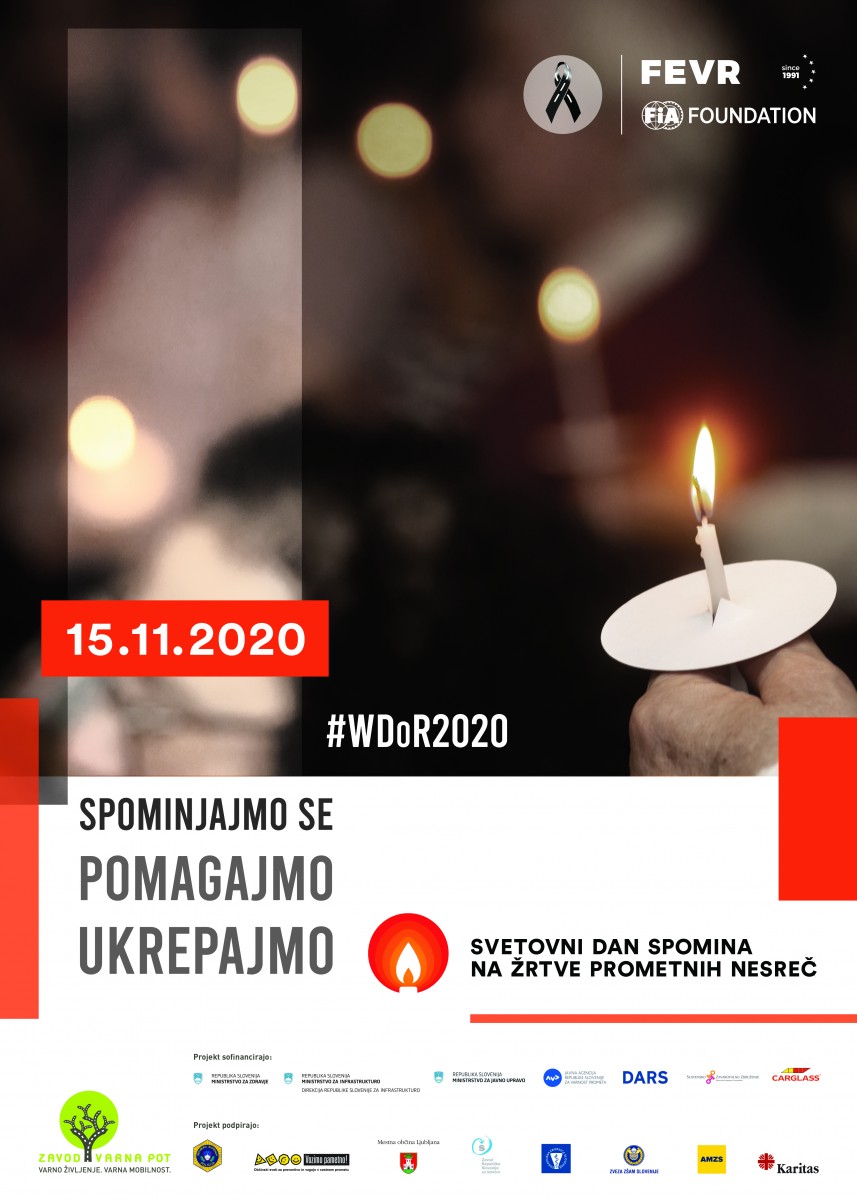 Svetovni dan spomina na žrtve prometnih nesreč 2020; Vir: Zavod Varna pot
