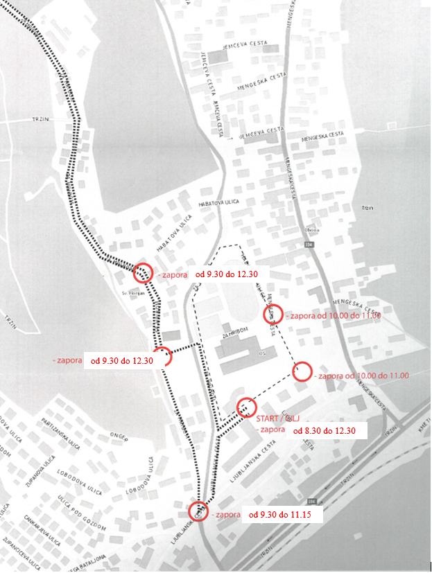 Popolna zapora dela občinskih cest - 20. 4. 2019 med 8.30 in 12.30 uro