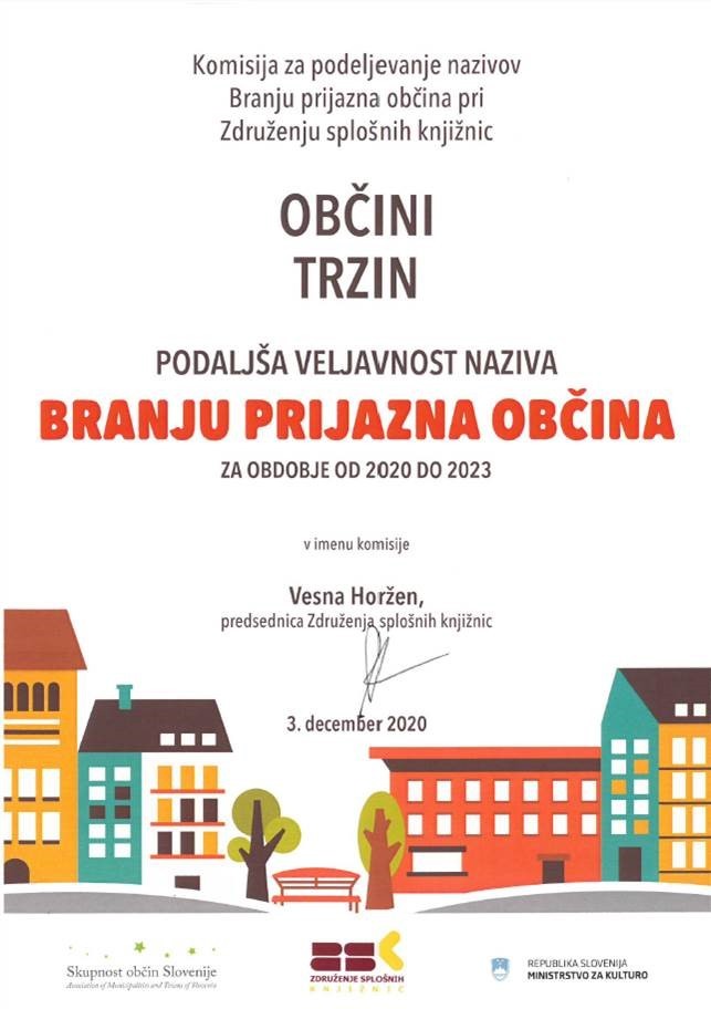 Podaljšanje veljavnosti naziva BRANJU PRIJAZNA OBČINA